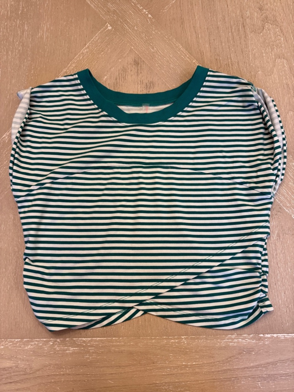 FP Movement by Free People Green and White Striped Crop Top